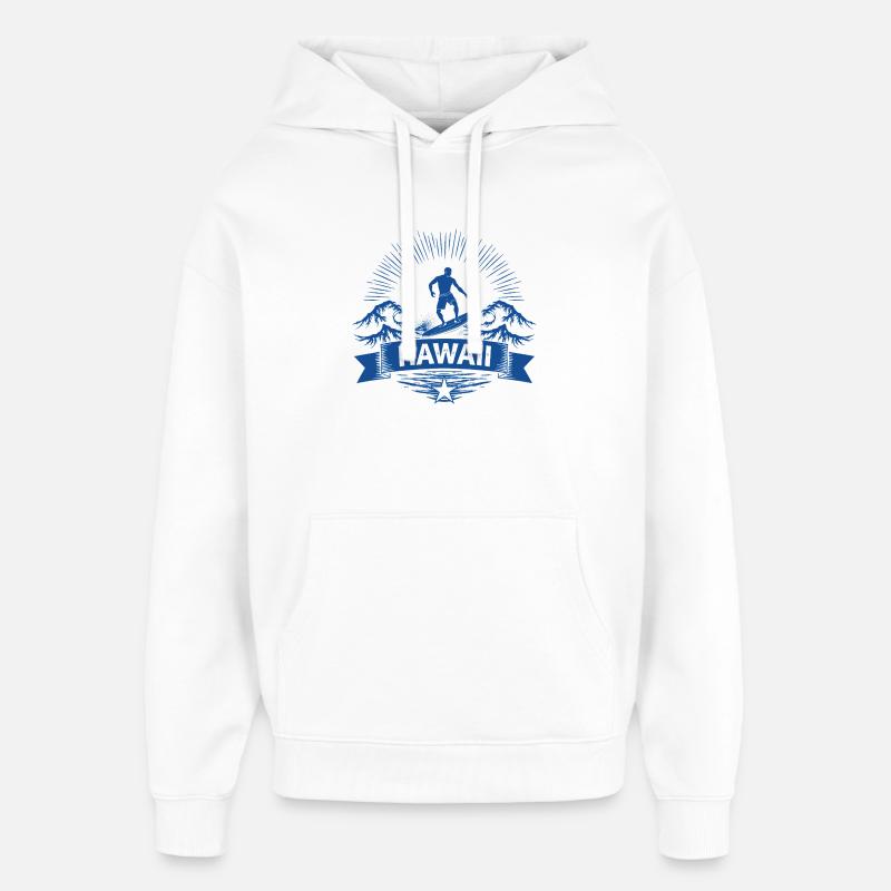 Hawaii Surfer Surfer on Pacific Wave - Oversized Unisex Hoodie by Stanley/Stella - white