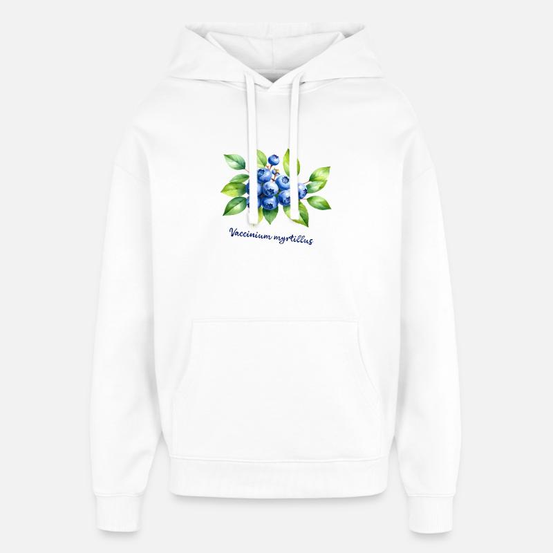 Illustration botanique de myrtille - Sweat à capuche unisexe Stanley/Stella Oversized - blanc