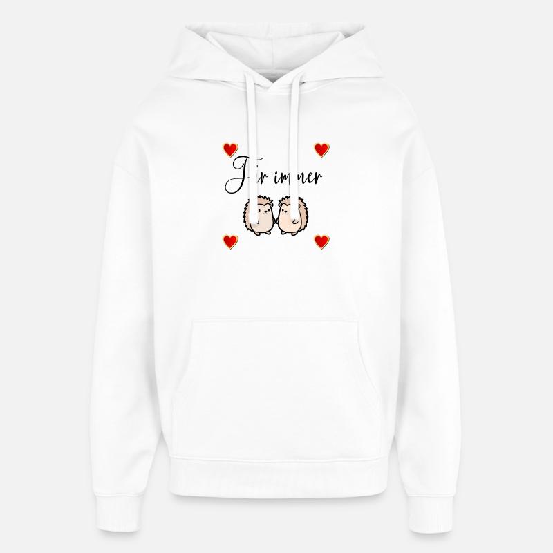 Couple de hérissons amoureux cœurs - Sweat à capuche unisexe Stanley/Stella Oversized - blanc