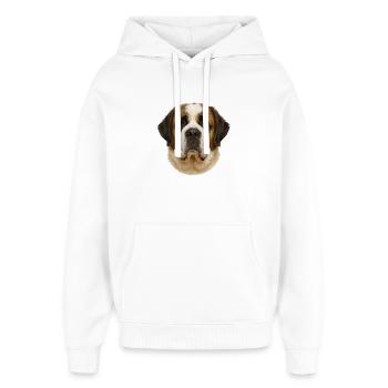 Portrait Tête de Saint Bernard Impression - Sweat à capuche unisexe Stanley/Stella Oversized - blanc - Devant - AI Model Female 172 light (172cm) & AI Model Male 185 light (185cm)
