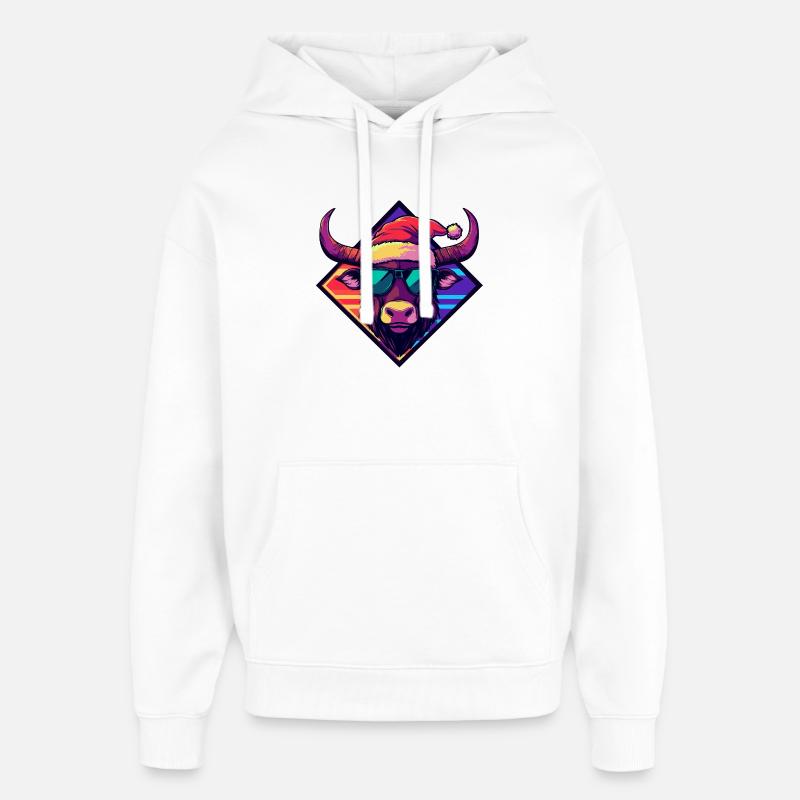 Lunettes de soleil Bison Santa - Sweat à capuche unisexe Stanley/Stella Oversized - blanc