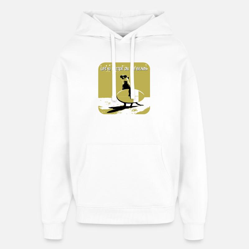 Sympa suricate avec planche de surf - Sweat à capuche unisexe Stanley/Stella Oversized - blanc