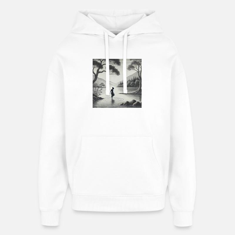 Silhouette am See im Mondlicht - Oversized Unisex Hoodie von Stanley/Stella - Weiß