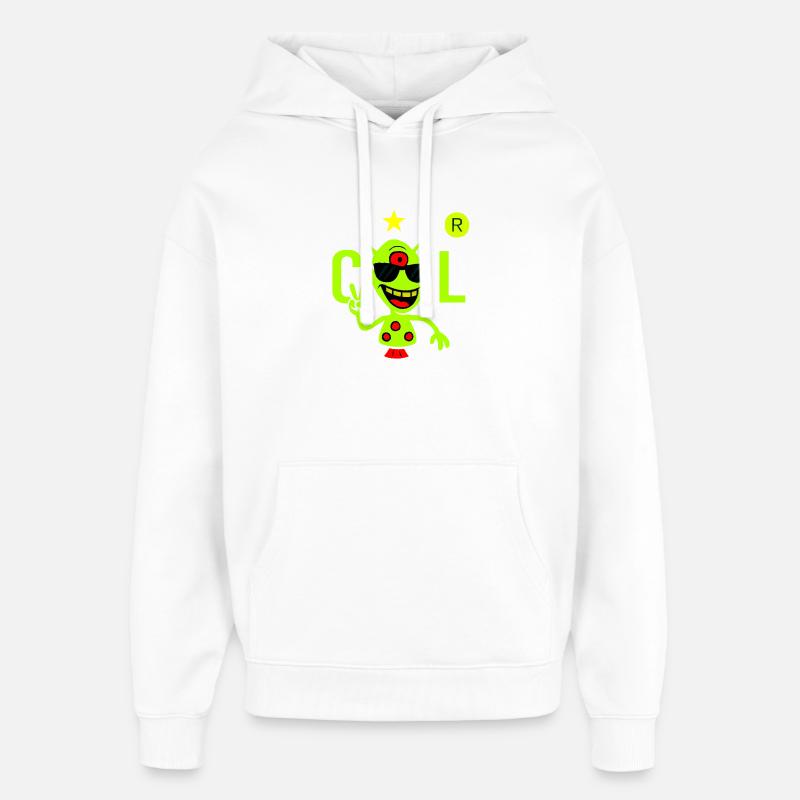 Alien vert avec lunettes de soleil - Sweat à capuche unisexe Stanley/Stella Oversized - blanc