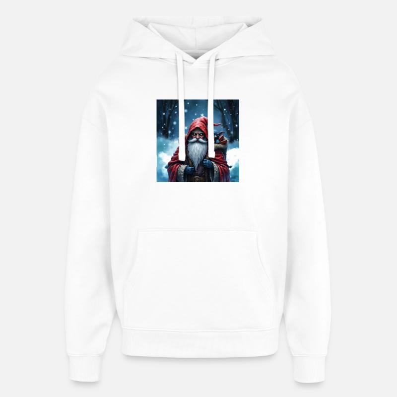 Weihnachtsmann Zauberer mit blauer Katze - Oversized Unisex Hoodie von Stanley/Stella - Weiß