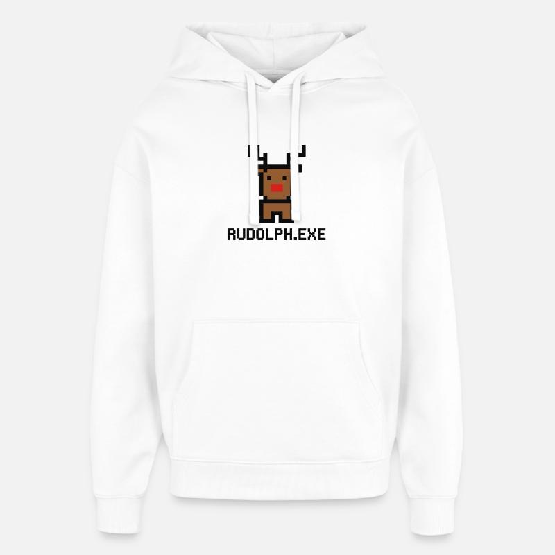 Renne Rudolph.exe pixels - Sweat à capuche unisexe Stanley/Stella Oversized - blanc