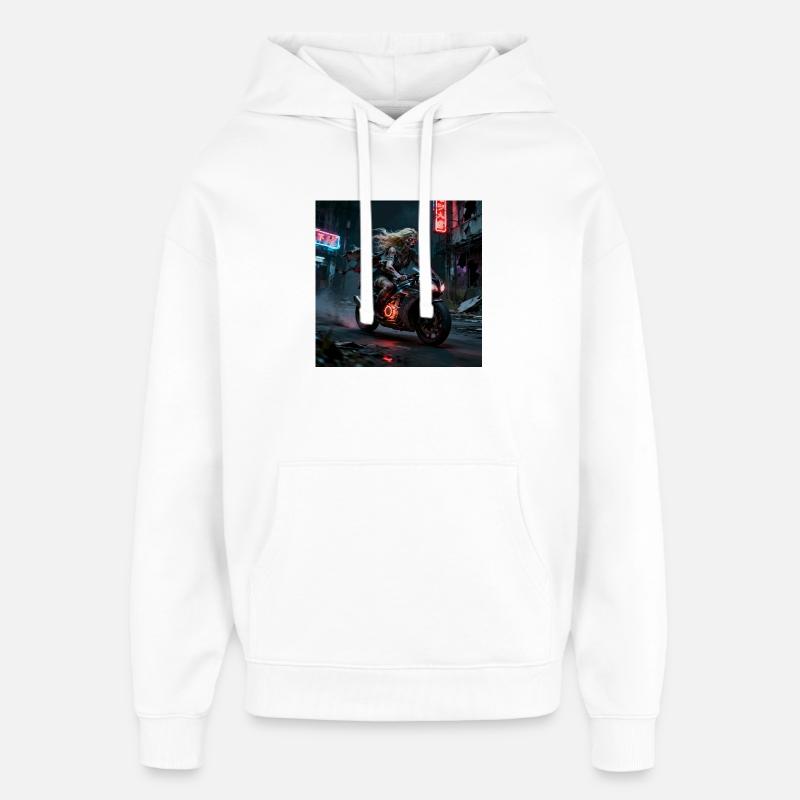 Zombie nocturne blonde à moto - Sweat à capuche unisexe Stanley/Stella Oversized - blanc
