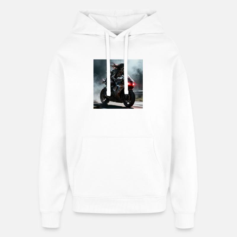 Zombie Rider sur une machine rouillée - Sweat à capuche unisexe Stanley/Stella Oversized - blanc