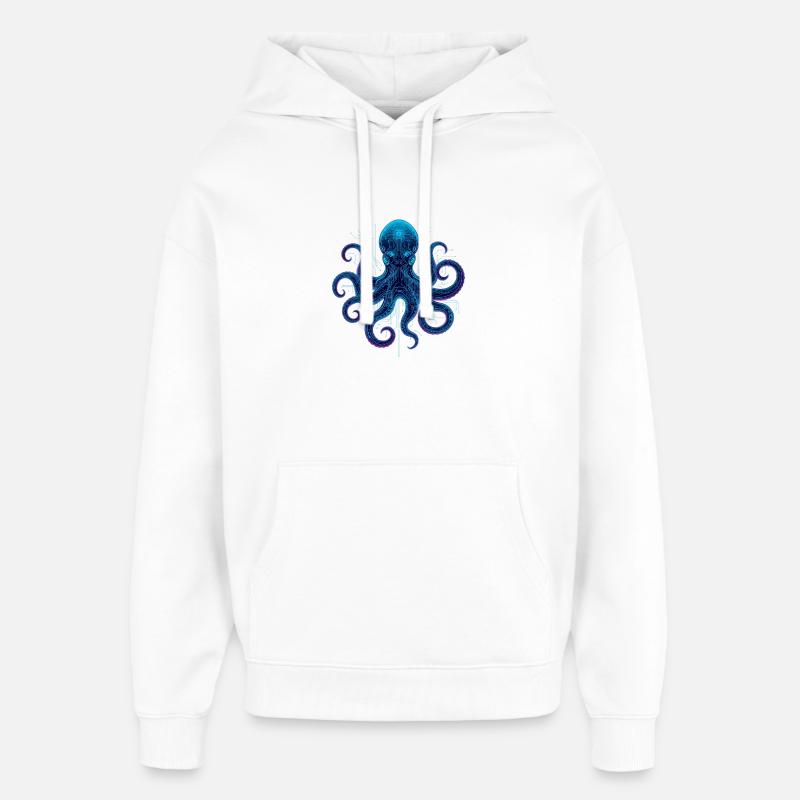 Pieuvre cyberneon circuits - Sweat à capuche unisexe Stanley/Stella Oversized - blanc