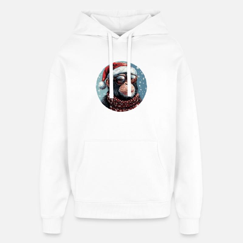 Noël singe drôle, cool - Sweat à capuche unisexe Stanley/Stella Oversized - blanc