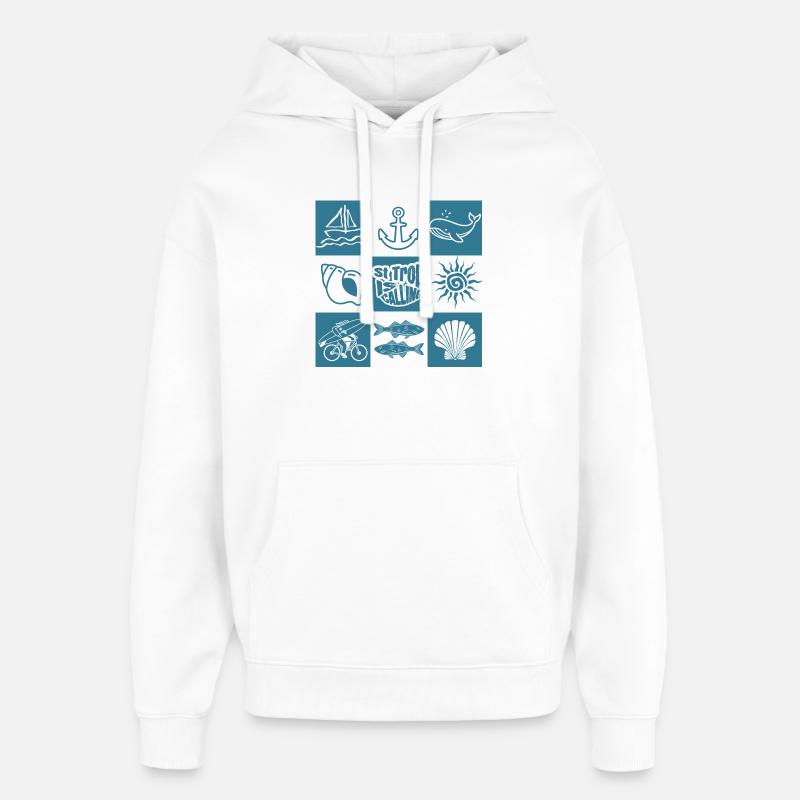 Appels de l'océan motifs nautiques - Sweat à capuche unisexe Stanley/Stella Oversized - blanc