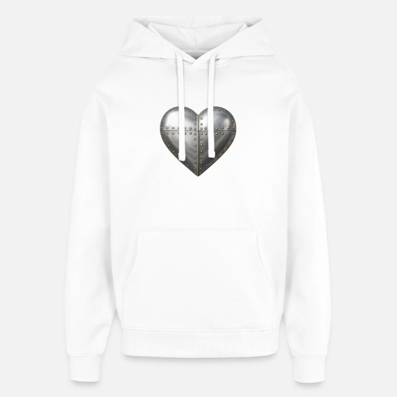 T-shirt logo Cœur riveté acier - Sweat à capuche unisexe Stanley/Stella Oversized - blanc