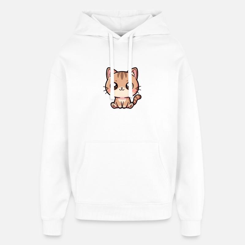 Portrait du chaton de Kawaii - Sweat à capuche unisexe Stanley/Stella Oversized - blanc