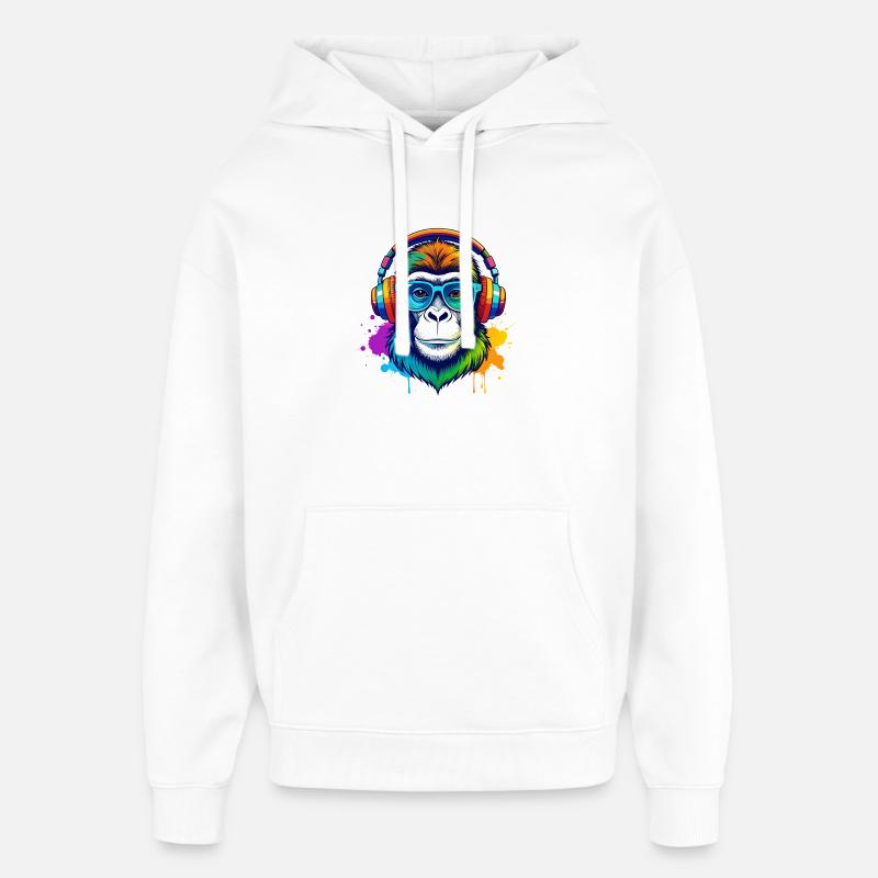 Rainbow Gorilla DJ mit Kopfhörern - Oversized Unisex Hoodie von Stanley/Stella - Weiß