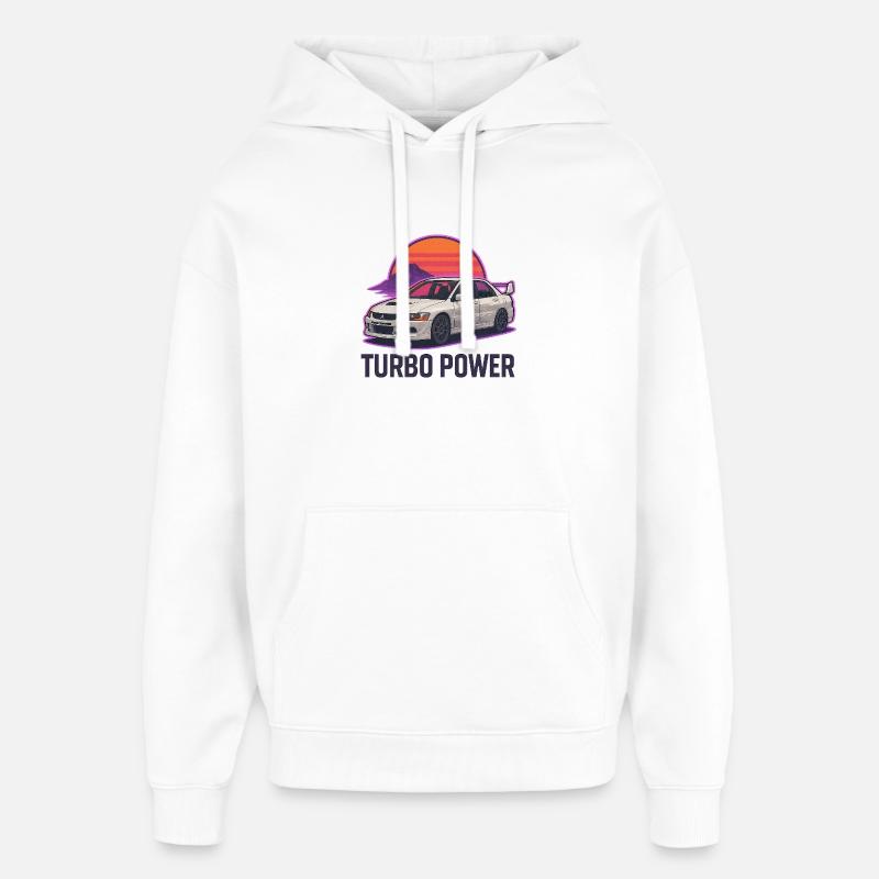 Autocollant Turbo Power Auto Sunset - Sweat à capuche unisexe Stanley/Stella Oversized - blanc