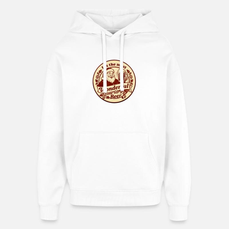 Rétrobadge de la bière de Noël - Sweat à capuche unisexe Stanley/Stella Oversized - blanc