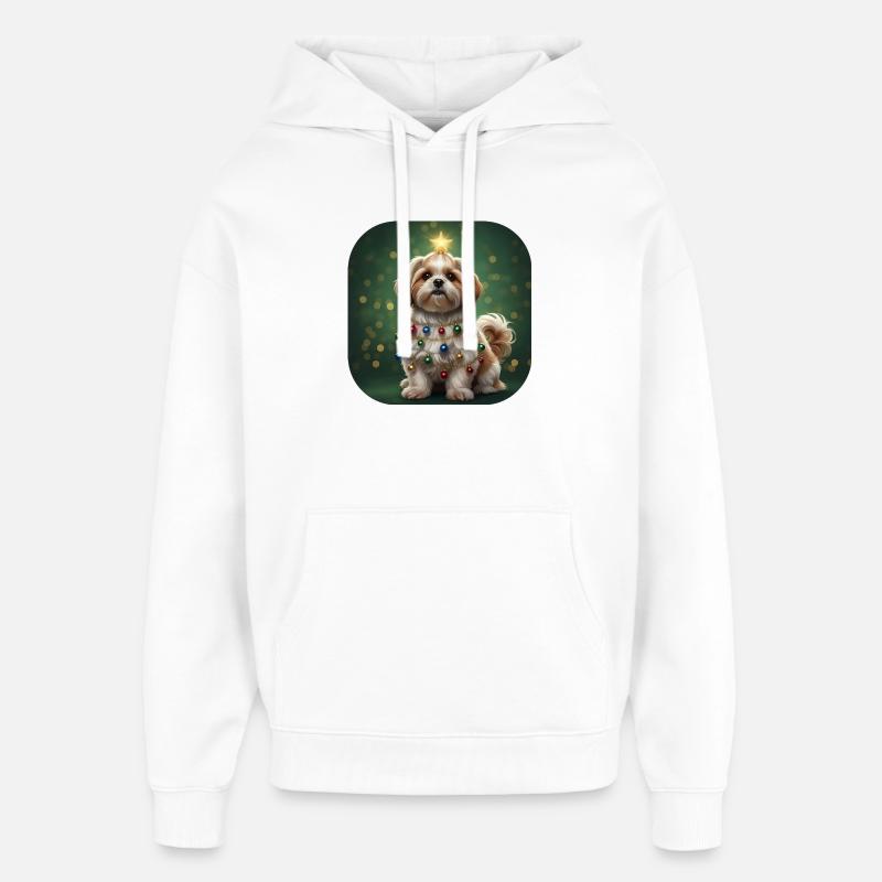 Chiot en guirlande de Noël - Sweat à capuche unisexe Stanley/Stella Oversized - blanc