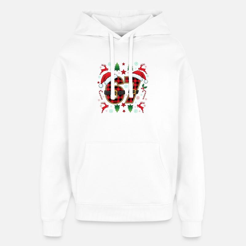 67 Christmas Plaid Numéro Viral Mème - Sweat à capuche unisexe Stanley/Stella Oversized - blanc