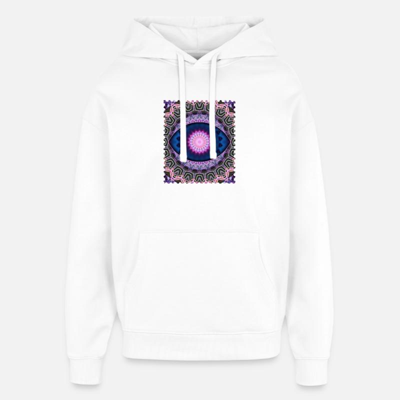 Mandala néon bleu rose - Sweat à capuche unisexe Stanley/Stella Oversized - blanc