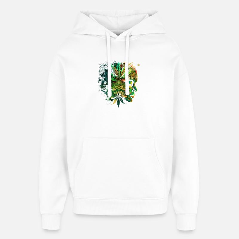 Visage du cannabis psychédélique - Sweat à capuche unisexe Stanley/Stella Oversized - blanc