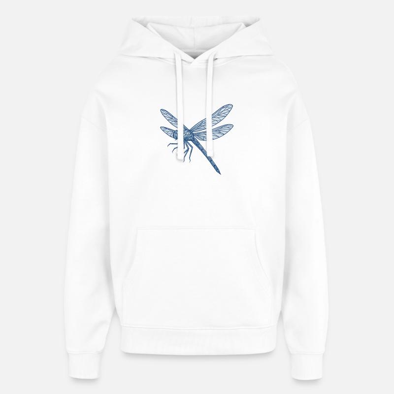 Libellule bleue géométrique - Sweat à capuche unisexe Stanley/Stella Oversized - blanc