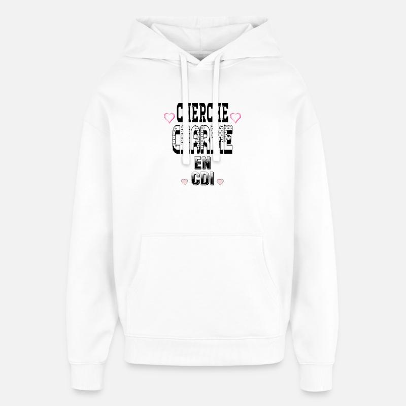 Cherche Charme en CDI - Sweat à capuche unisexe Stanley/Stella Oversized - blanc