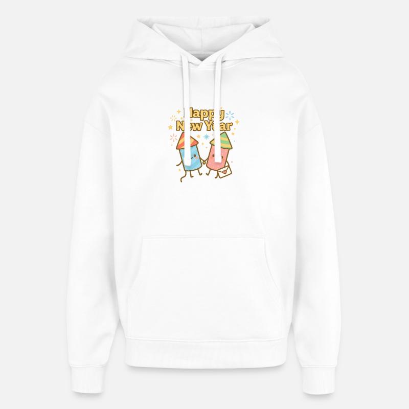 Bonne année Rockets de dessins animés - Sweat à capuche unisexe Stanley/Stella Oversized - blanc