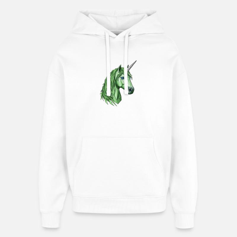 Licorne polygonale verte - Sweat à capuche unisexe Stanley/Stella Oversized - blanc