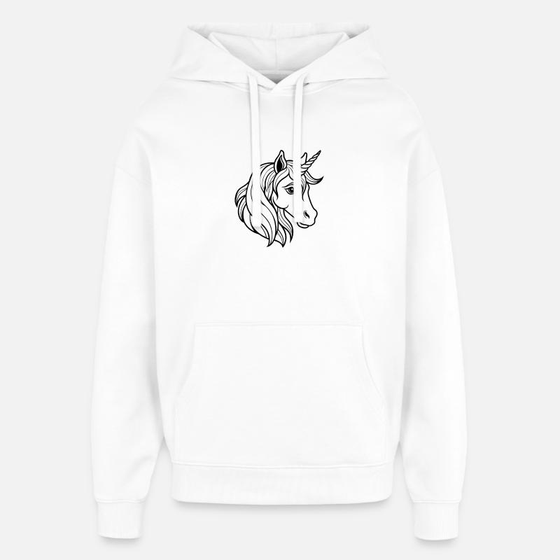 Tête de licorne - Sweat à capuche unisexe Stanley/Stella Oversized - blanc