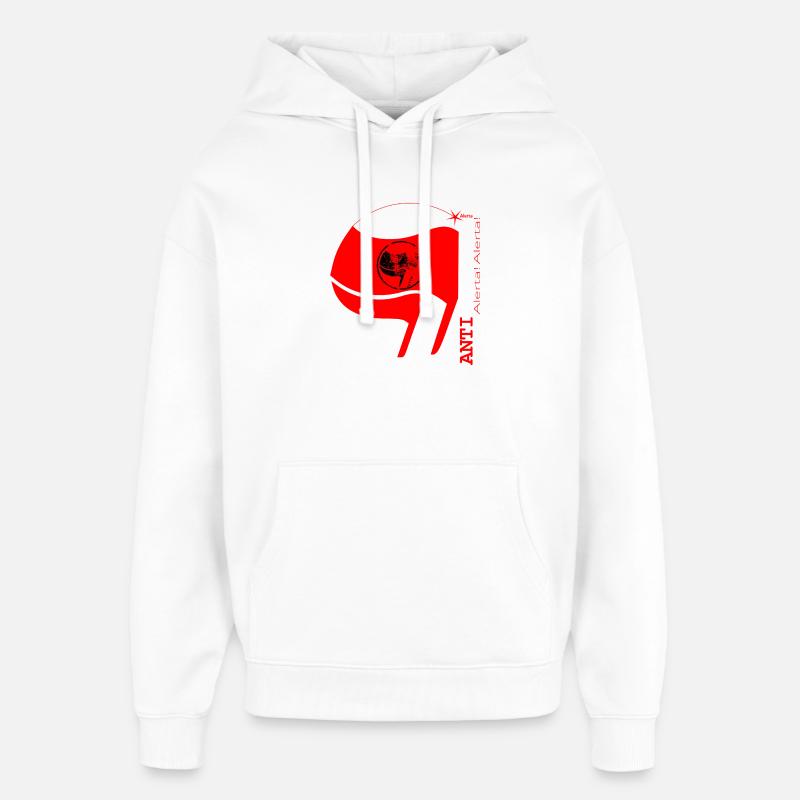 Antifascista Vertical Lettering & Drapeau (w-rouge) - Sweat à capuche unisexe Stanley/Stella Oversized - blanc