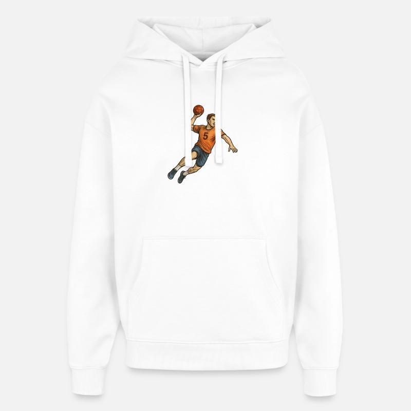 Joueurs de handball en attaque - Sweat à capuche unisexe Stanley/Stella Oversized - blanc