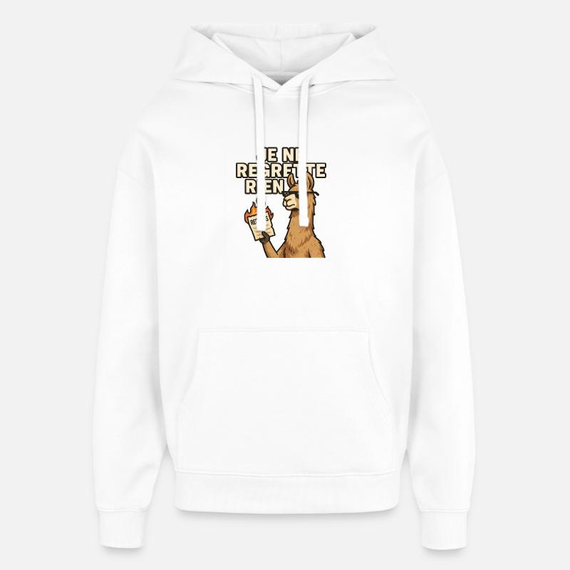 Lama rebel Je ne regrette rien - Sweat à capuche unisexe Stanley/Stella Oversized - blanc