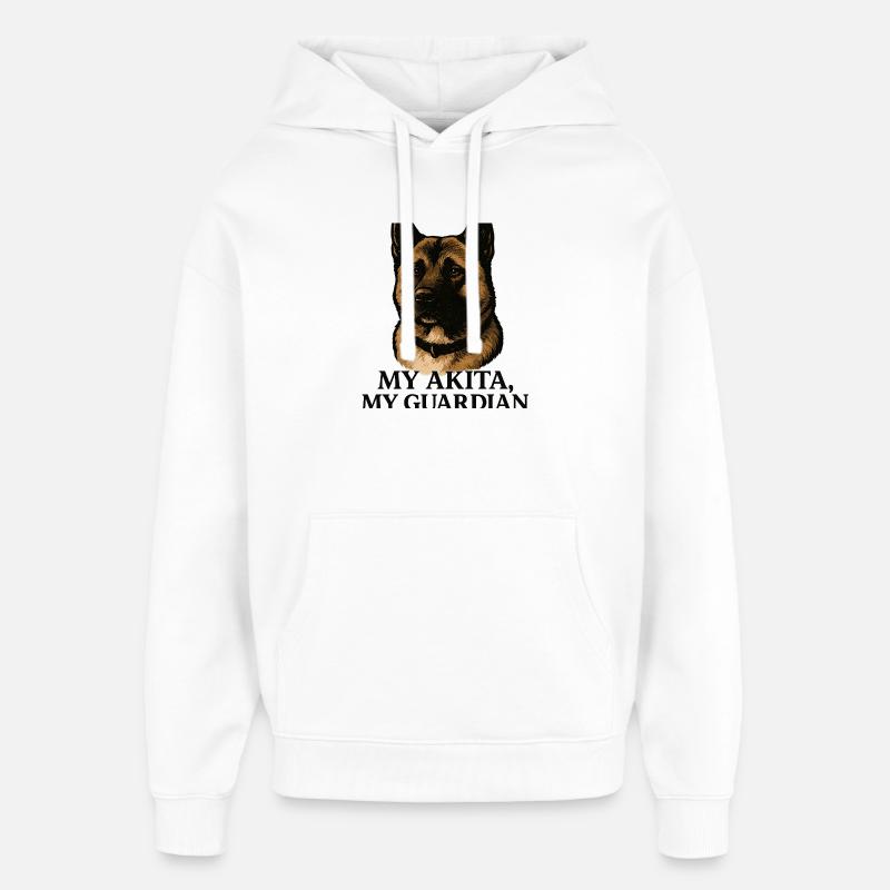 Mon Gardien Akita du Cœur - Sweat à capuche unisexe Stanley/Stella Oversized - blanc
