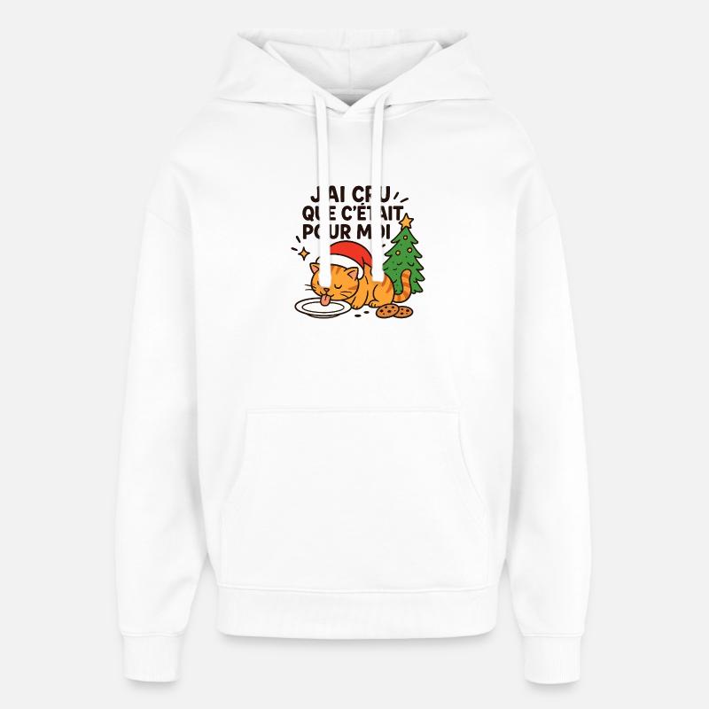 Chat festif Noël: pour moi - Sweat à capuche unisexe Stanley/Stella Oversized - blanc