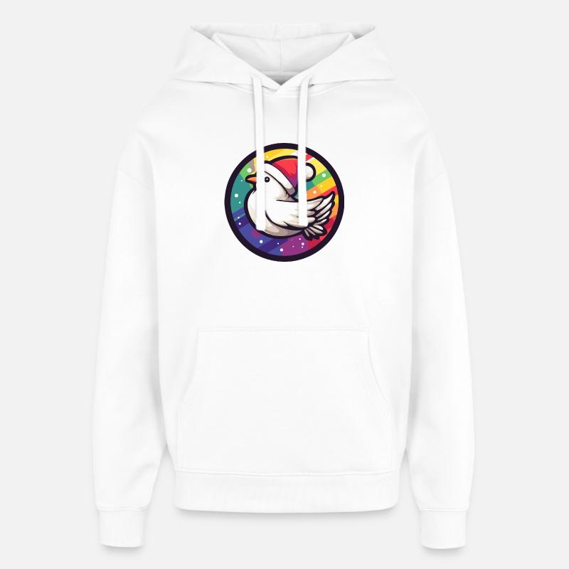 Weihnachtsvogel im Regenbogenring - Oversized Unisex Hoodie von Stanley/Stella - Weiß