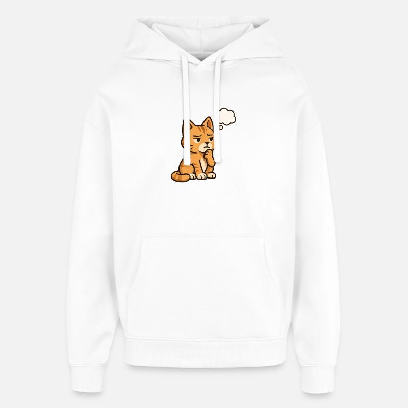 Chat-Réfléchi - Sweat à capuche unisexe Stanley/Stella Oversized - blanc