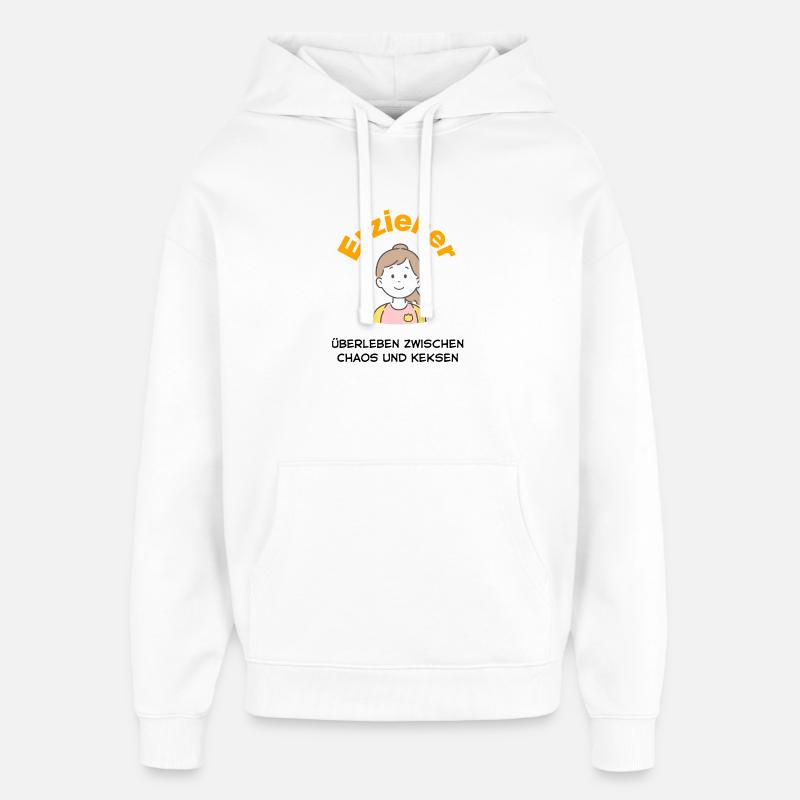 Éducatrice – Héroïne entre chaos et biscuits - Sweat à capuche unisexe Stanley/Stella Oversized - blanc