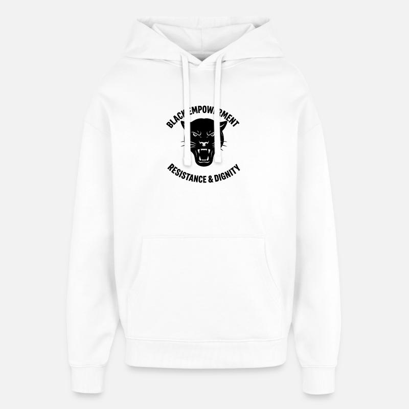 Black Empowerment Panther – Résistance & Dignité  - Sweat à capuche unisexe Stanley/Stella Oversized - blanc