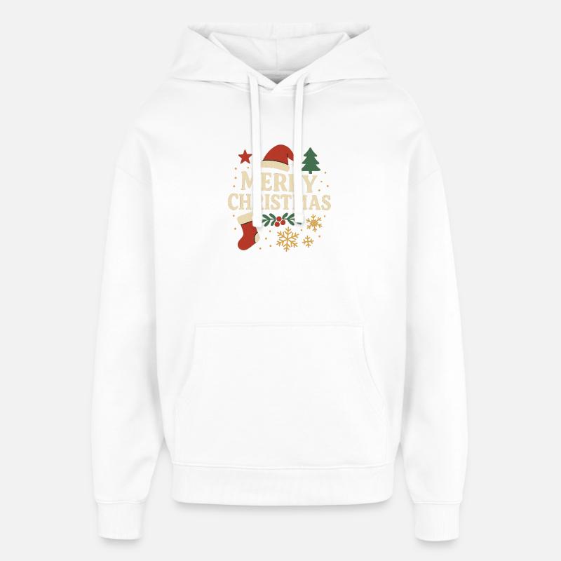 Joyeux Noël Lettres rétro - Sweat à capuche unisexe Stanley/Stella Oversized - blanc