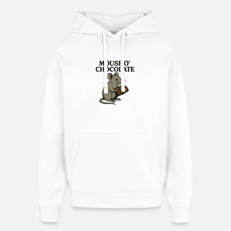 Mouse o'Chocolate Pun Mouse Chocolate - Oversized Unisex Hoodie by Stanley/Stella - white