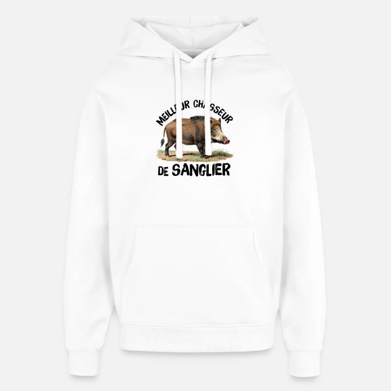 Meilleur chasseur de sanglier - Sweat à capuche unisexe Stanley/Stella Oversized - blanc