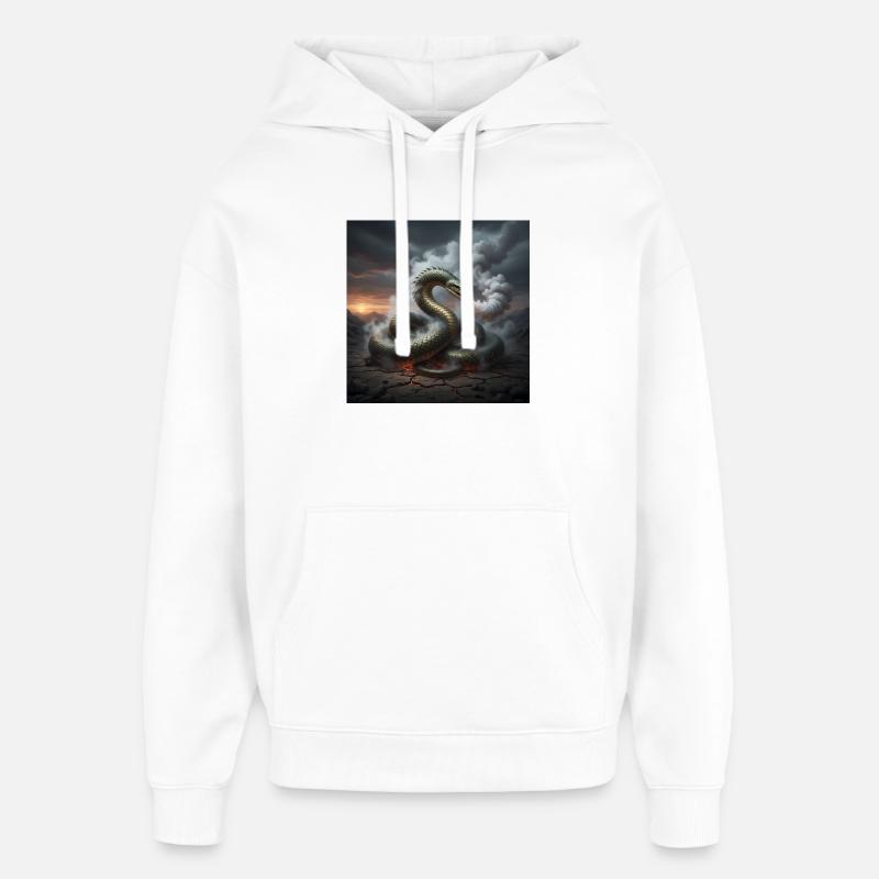 Serpent dans le champ de lave - Sweat à capuche unisexe Stanley/Stella Oversized - blanc