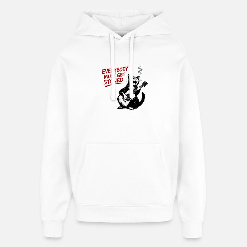Chat Jupe Guitare Stone Chat - Sweat à capuche unisexe Stanley/Stella Oversized - blanc