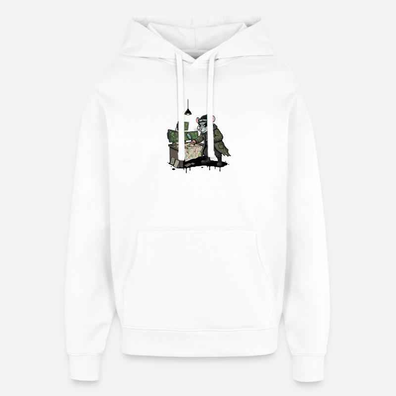 Hacker-Ratte Detektiv Deep-State Spurensuche - Oversized Unisex Hoodie von Stanley/Stella - Weiß