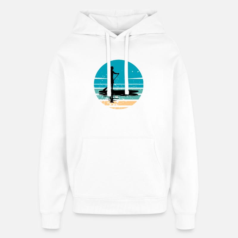 Paddleboard mit maritimer Atmosphäre im Retro-Stil - Oversized Unisex Hoodie von Stanley/Stella - Weiß