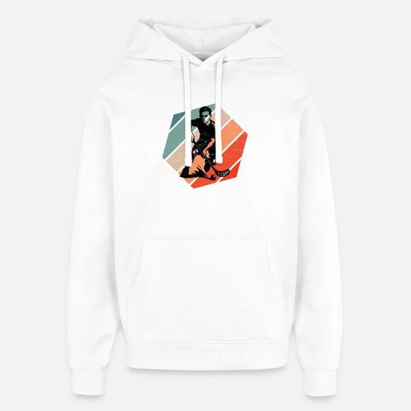 Motif classique du floorball - Sweat à capuche unisexe Stanley/Stella Oversized - blanc