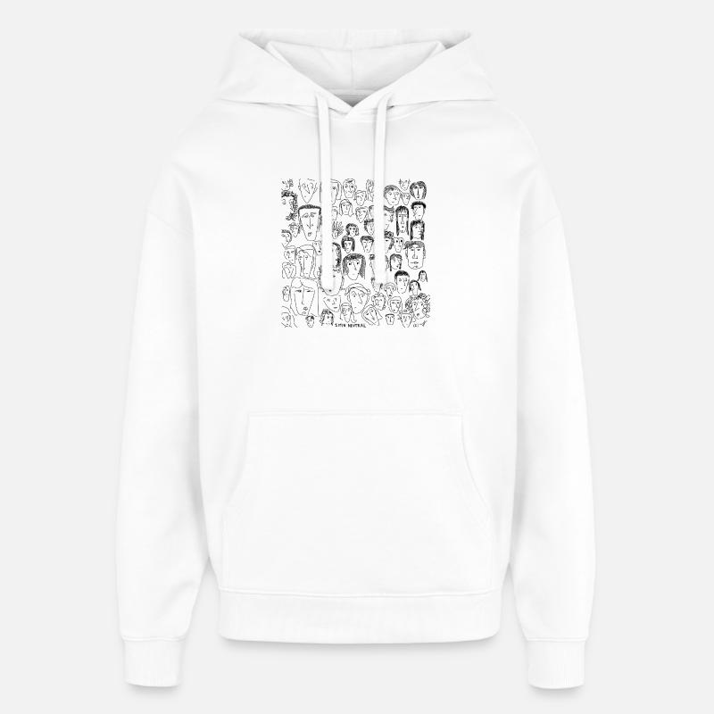 Visages neutres de 1 minute (1) - Sweat à capuche unisexe Stanley/Stella Oversized - blanc