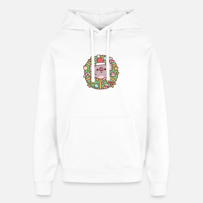 Un joli koala en couronne de Noël - Sweat à capuche unisexe Stanley/Stella Oversized - blanc
