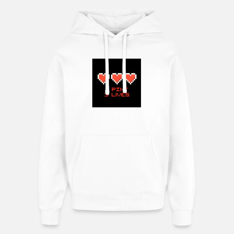 Pixel Hearts 1 pint 3 vies - Sweat à capuche unisexe Stanley/Stella Oversized - blanc