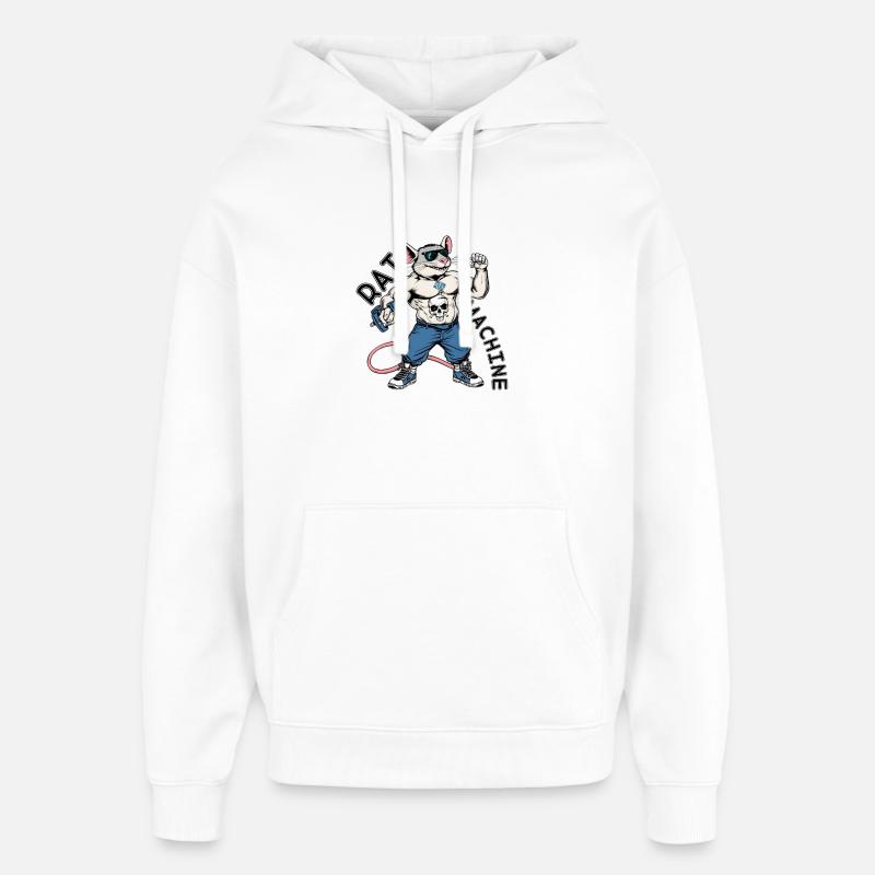 Logo du crâne de Kraftratte - Sweat à capuche unisexe Stanley/Stella Oversized - blanc